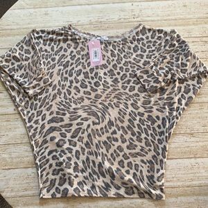 Animal print Dolman Sleeve White Birch 1X Womens Top NWT